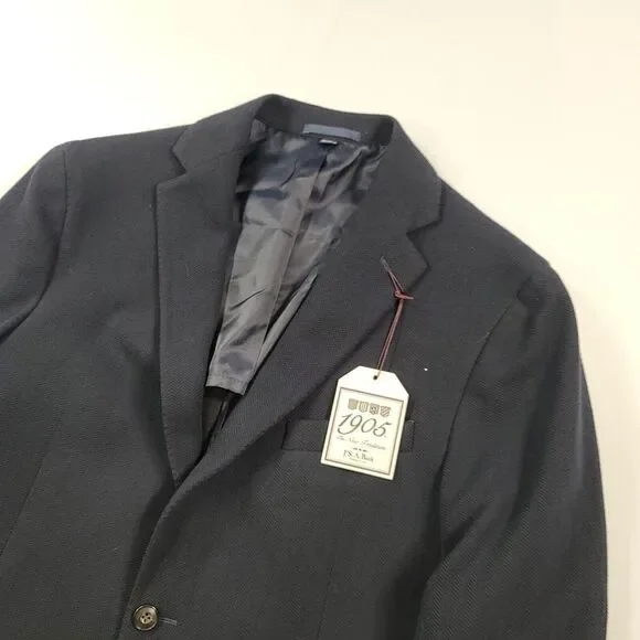 JoS A Bank Sport Coat Mens 42R 42‎ Midnight Blue Herringbone Tailored Fit 1905